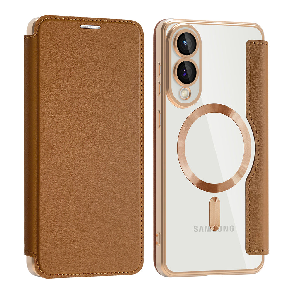 MagSafe-kuori Samsung Galaxy S25 Edge S937:lle, Techsuit, SmartMag Book, Ruskea
