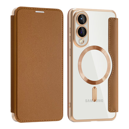 MagSafe-kuori Samsung Galaxy S25 Edge S937:lle, Techsuit, SmartMag Book, Ruskea