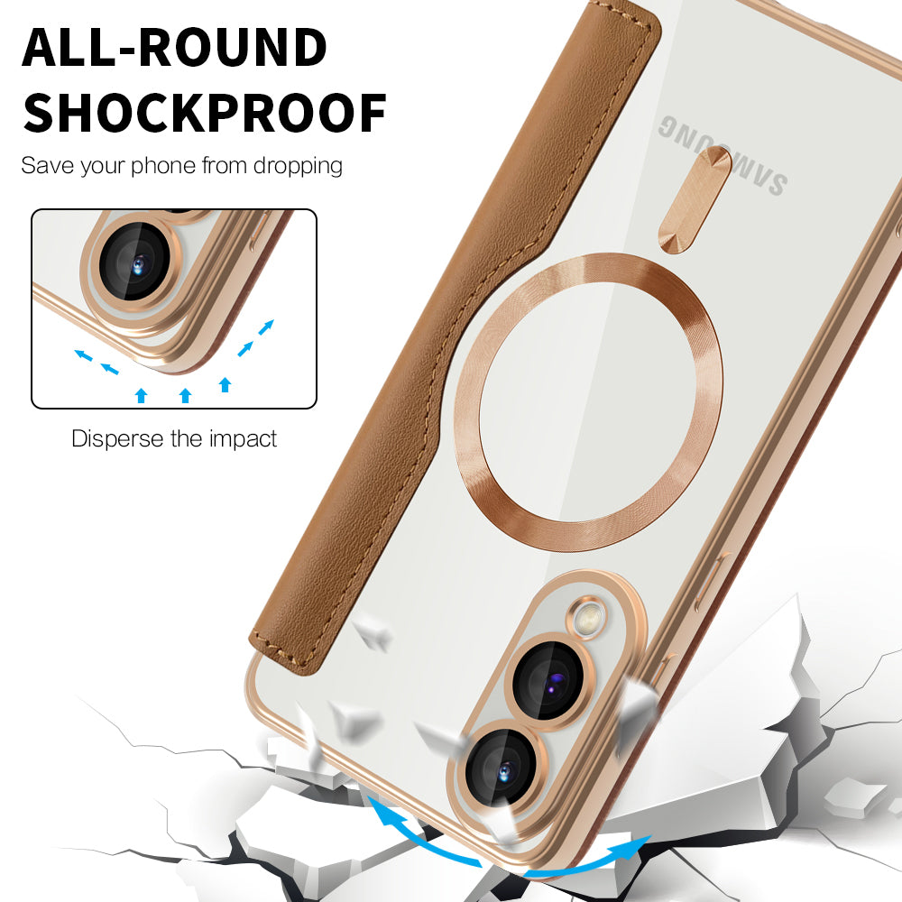 MagSafe-kuori Samsung Galaxy S25 Edge S937:lle, Techsuit, SmartMag Book, Ruskea