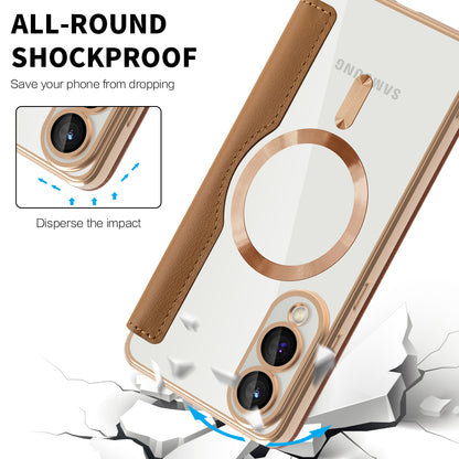MagSafe-kuori Samsung Galaxy S25 Edge S937:lle, Techsuit, SmartMag Book, Ruskea
