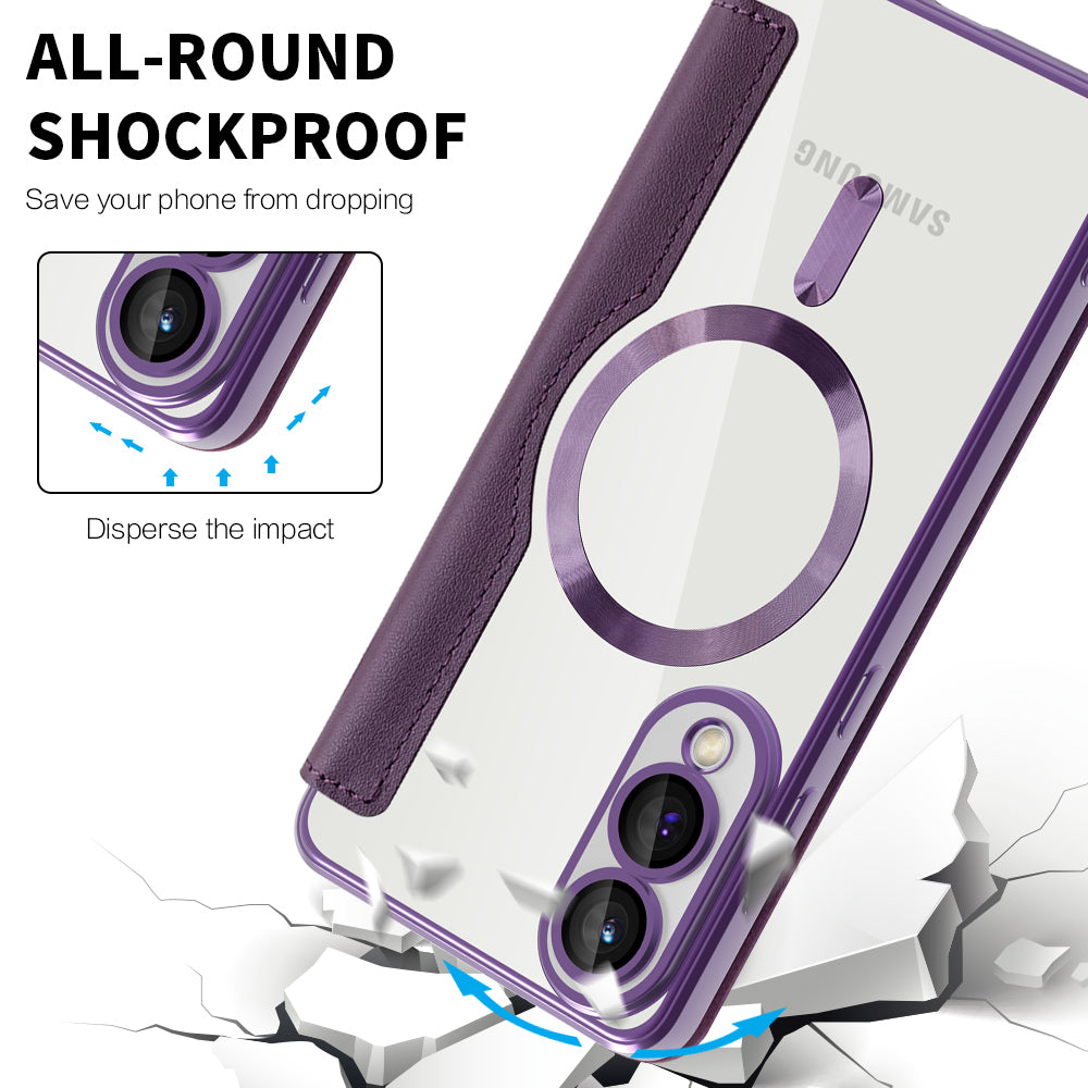 MagSafe-kuori Samsung Galaxy S25 Edge S937:lle, Techsuit, SmartMag Book, Violetti