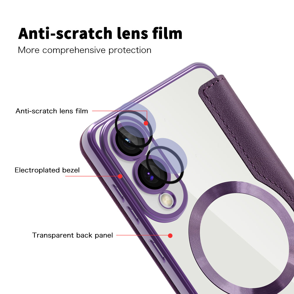 MagSafe-kuori Samsung Galaxy S25 Edge S937:lle, Techsuit, SmartMag Book, Violetti