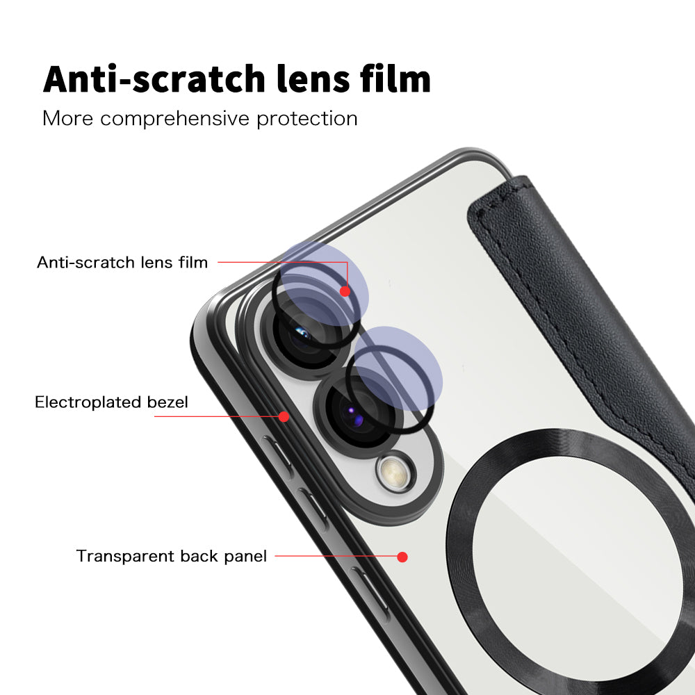 MagSafe-kuori Samsung Galaxy S25 Edge S937:lle, Techsuit, SmartMag Book, Musta