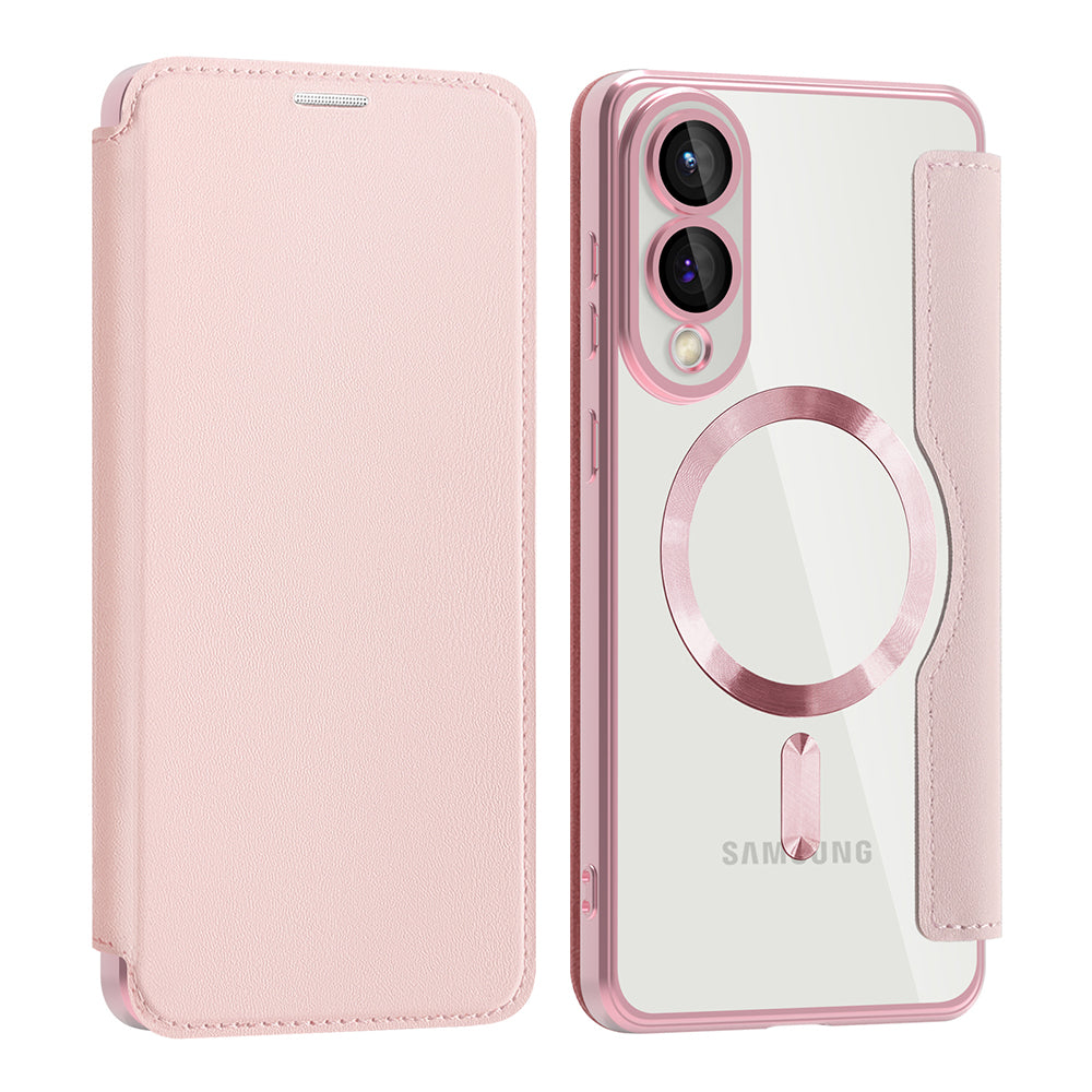 MagSafe-kuori Samsung Galaxy S25 Edge S937:lle, Techsuit, SmartMag Book, Vaaleanpunainen