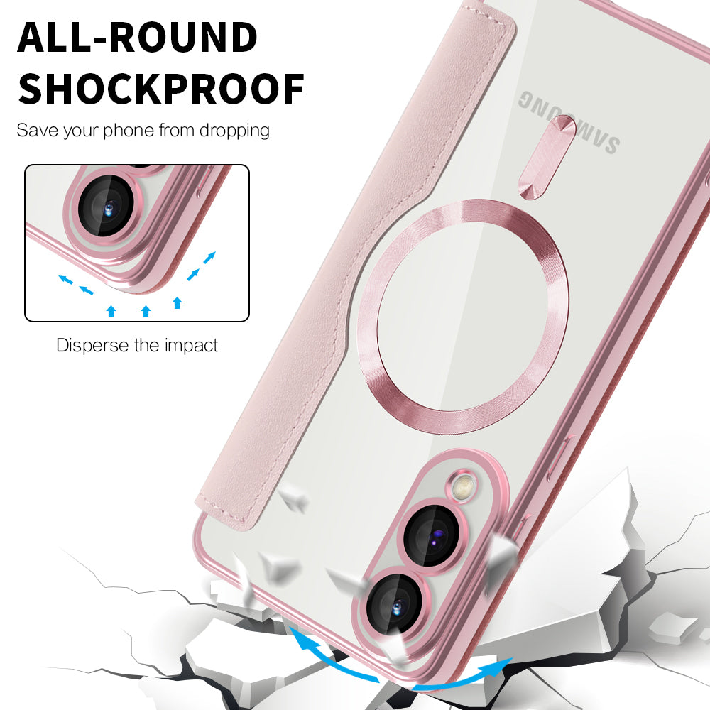 MagSafe-kuori Samsung Galaxy S25 Edge S937:lle, Techsuit, SmartMag Book, Vaaleanpunainen
