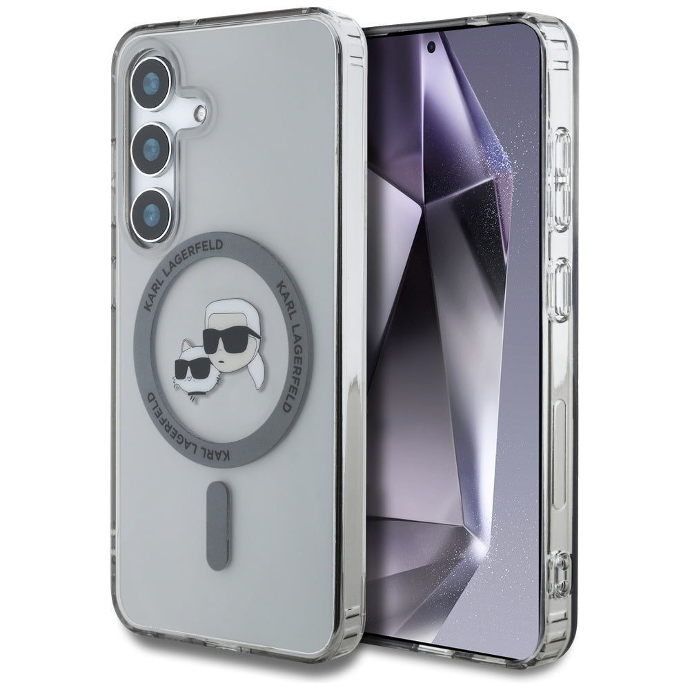 MagSafe-kotelo Samsung Galaxy S25+ S936:lle, Karl Lagerfeld, IML Metal Karl & Choupette's Heads, Musta