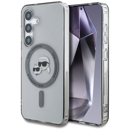 MagSafe-kotelo Samsung Galaxy S25+ S936:lle, Karl Lagerfeld, IML Metal Karl & Choupette's Heads, Musta