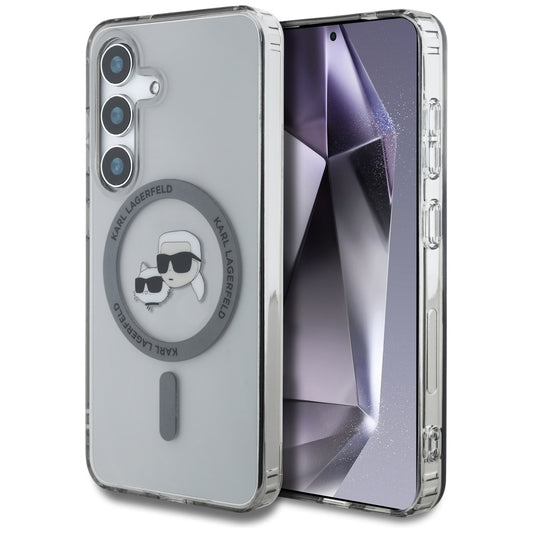 MagSafe-kotelo Samsung Galaxy S25+ S936:lle, Karl Lagerfeld, IML Metal Karl & Choupette's Heads, Musta
