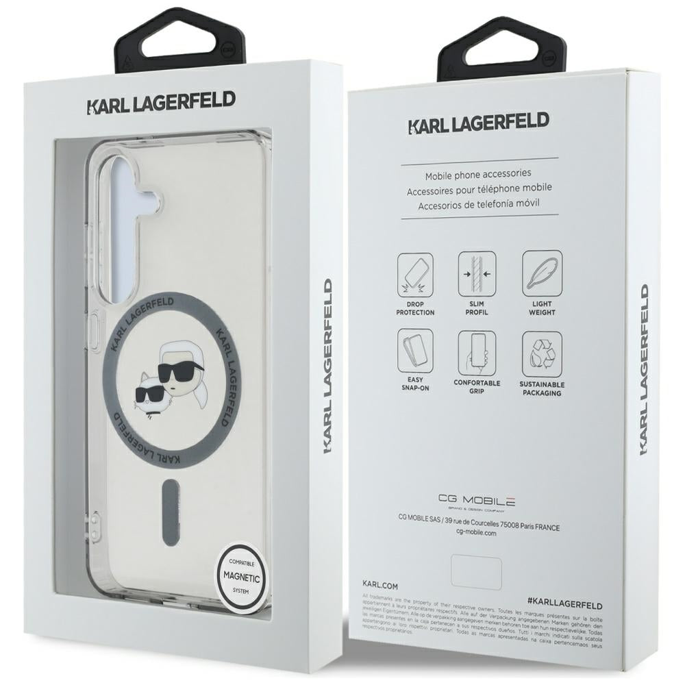 MagSafe-kotelo Samsung Galaxy S25+ S936:lle, Karl Lagerfeld, IML Metal Karl & Choupette's Heads, Musta