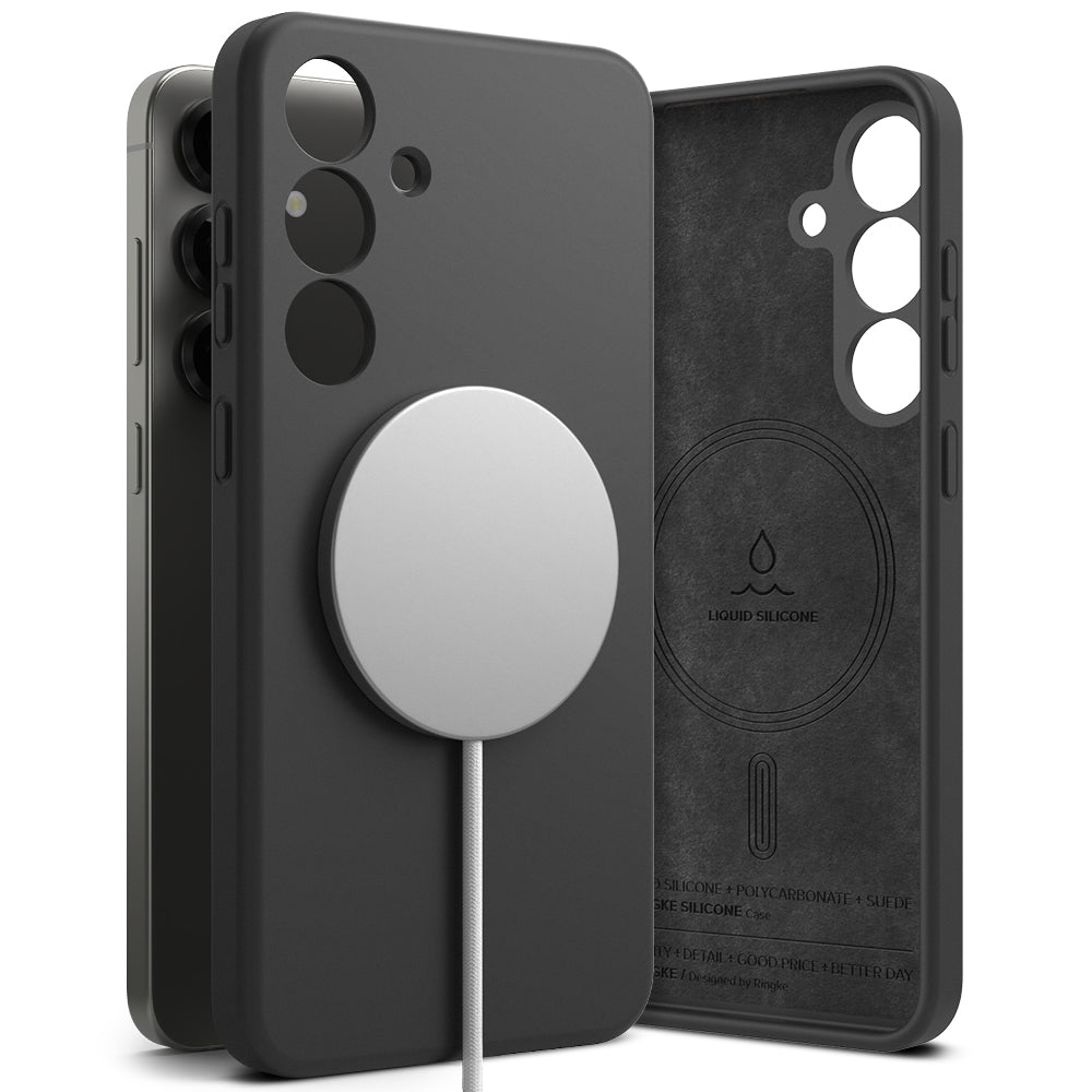 MagSafe-kotelo Samsung Galaxy S25+ S936:lle, Ringke, Silikoni, Musta