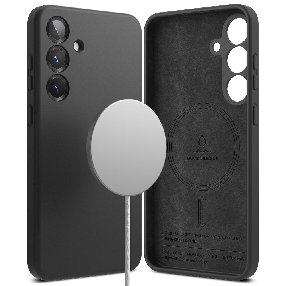 MagSafe-kotelo Samsung Galaxy S25+ S936:lle, Ringke, Silikoni, Musta