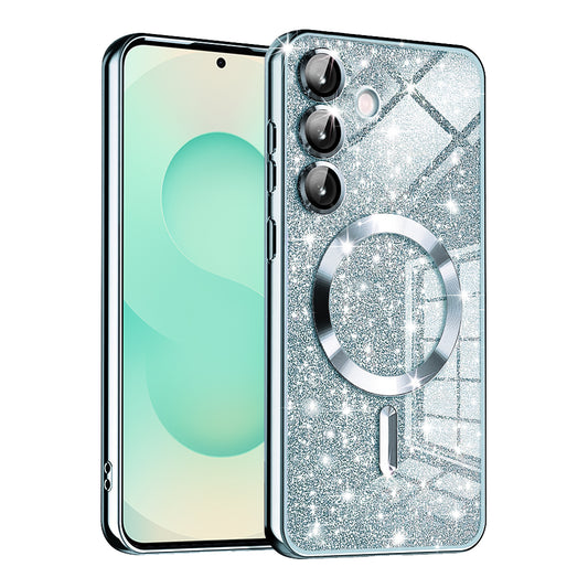 MagSafe-kuori Samsung Galaxy S25+ S936:lle, Techsuit, Luxury Glitter, Bleu