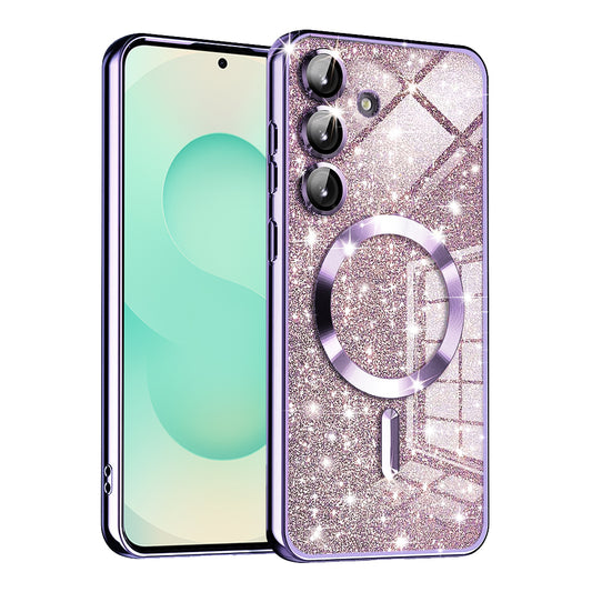 MagSafe-kuori Samsung Galaxy S25+ S936:lle, Techsuit, Luxury Glitter, Vaalean violetti