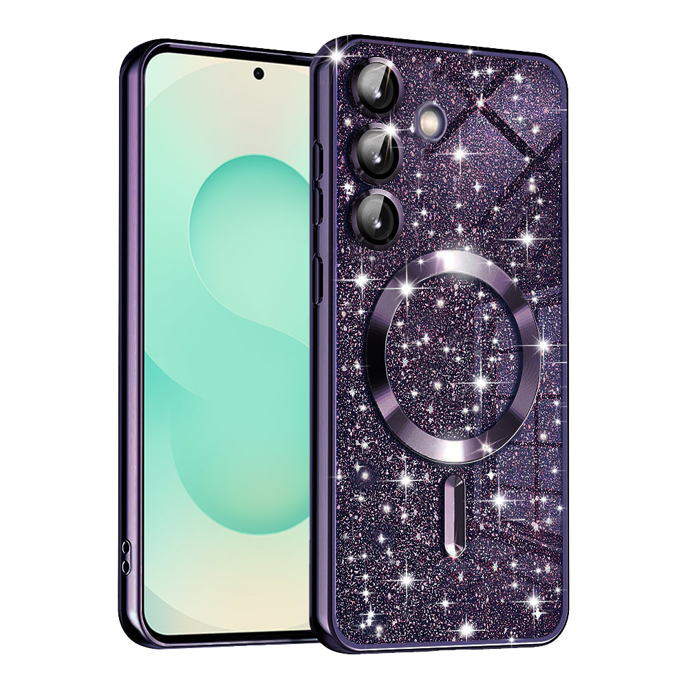 MagSafe-kuori Samsung Galaxy S25+ S936:lle, Techsuit, Luxury Glitter, Tummanvioletti