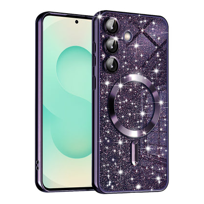 MagSafe-kuori Samsung Galaxy S25+ S936:lle, Techsuit, Luxury Glitter, Tummanvioletti