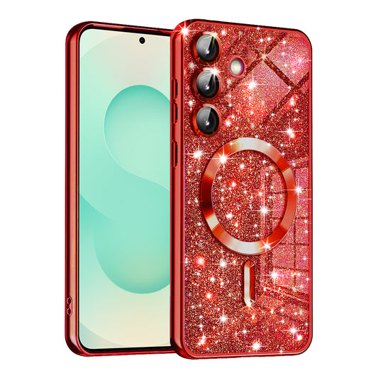 MagSafe-kuori Samsung Galaxy S25+ S936:lle, Techsuit, Luxury Glitter, Punainen