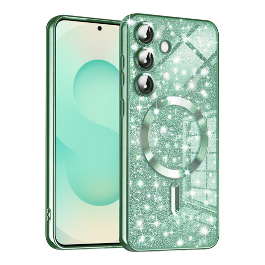 MagSafe-kuori Samsung Galaxy S25+ S936:lle, Techsuit, Luxury Glitter, Vaaleanvihreä