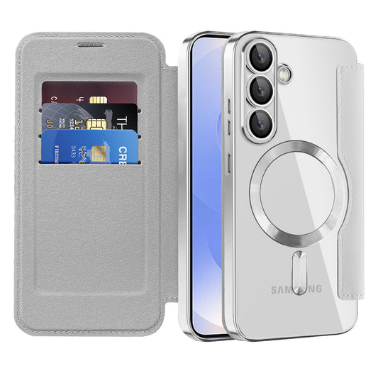 MagSafe-kuori Samsung Galaxy S25+ S936:lle, Techsuit, SmartMag Book, Harmaa
