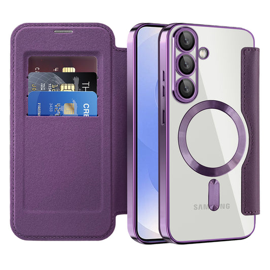 MagSafe-kuori Samsung Galaxy S25+ S936:lle, Techsuit, SmartMag Book, Violetti