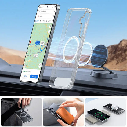 MagSafe-kotelo Samsung Galaxy S25+ S936:lle, Torras, Pstand, Läpinäkyvä