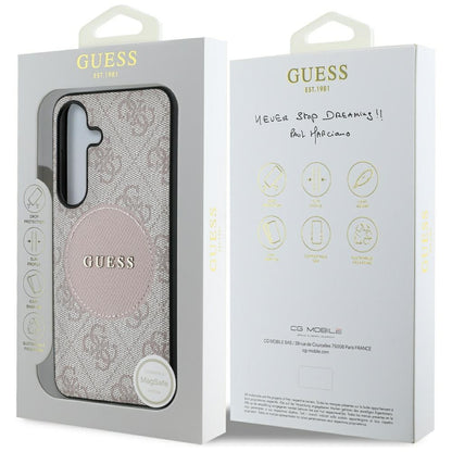 MagSafe-kotelo Samsung Galaxy S25 S931:lle, Guess, 4G Circle Classic Logo, Pinkki