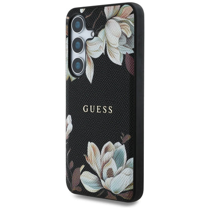 MagSafe-kotelo Samsung Galaxy S25 S931:lle, Guess, Grained Flowers, Musta