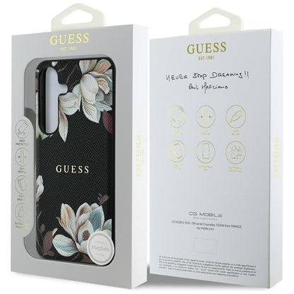 MagSafe-kotelo Samsung Galaxy S25 S931:lle, Guess, Grained Flowers, Musta