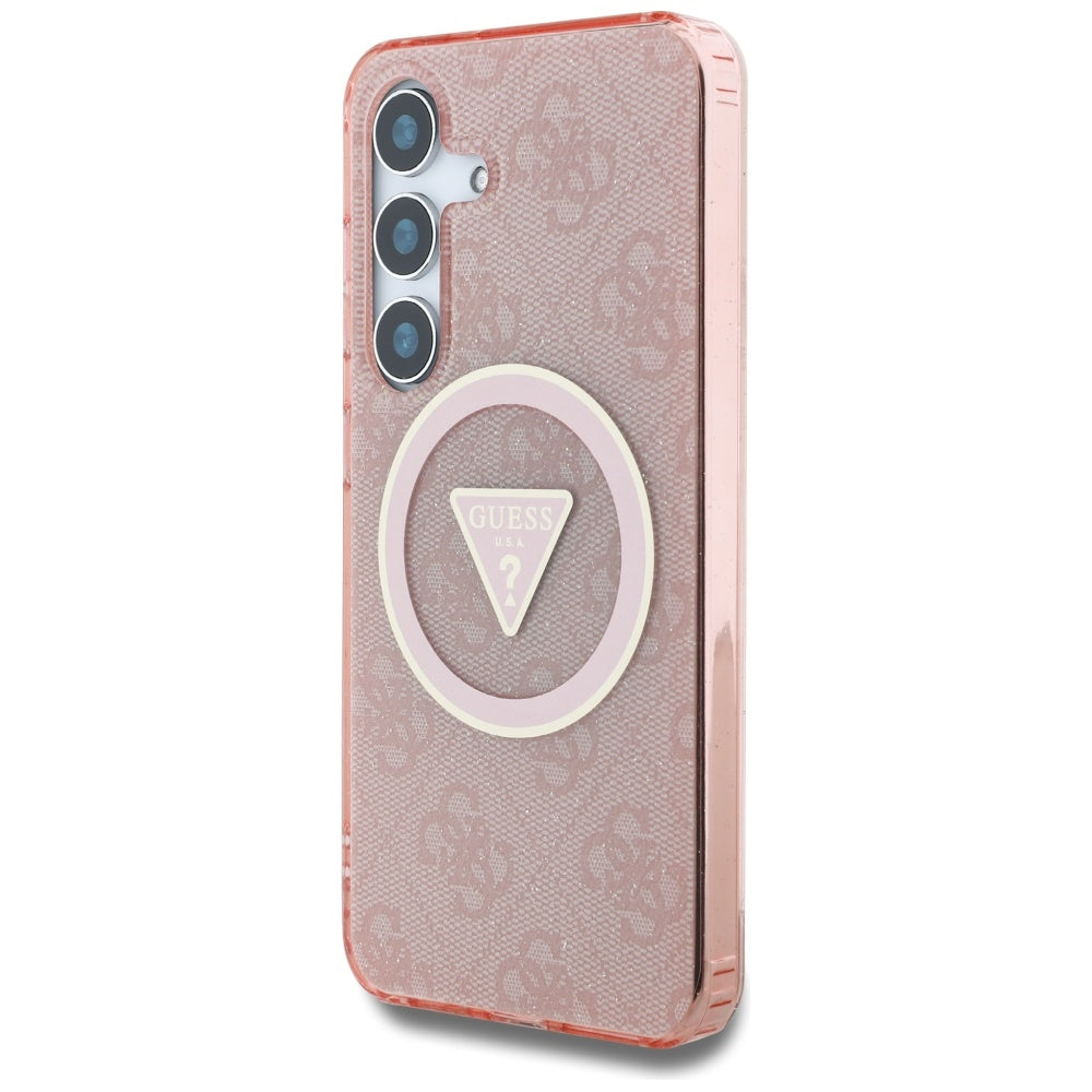 MagSafe-kotelo Samsung Galaxy S25 S931:lle, Guess, IML Glitter 4G Circle Triangle, Pinkki