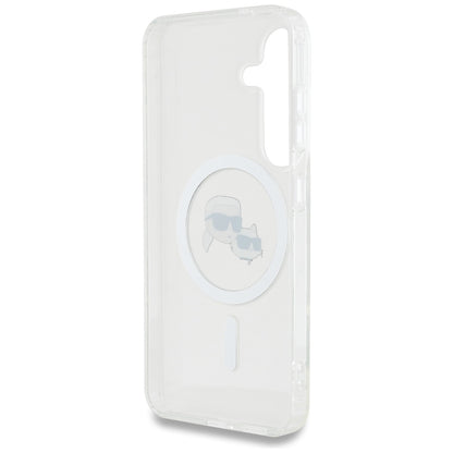 MagSafe Case for Samsung Galaxy S25 S931, Karl Lagerfeld, IML Metal Karl & Choupette's Heads, White