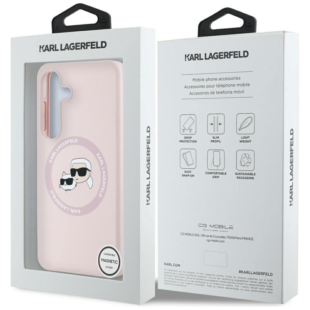 MagSafe-kotelo Samsung Galaxy S25 S931:lle, Karl Lagerfeld, Silicone Double Heads, Pinkki