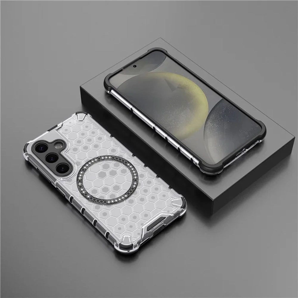MagSafe-kuori Samsung Galaxy S25 S931:lle, Techsuit, HoneyComb Shield, Valkoinen