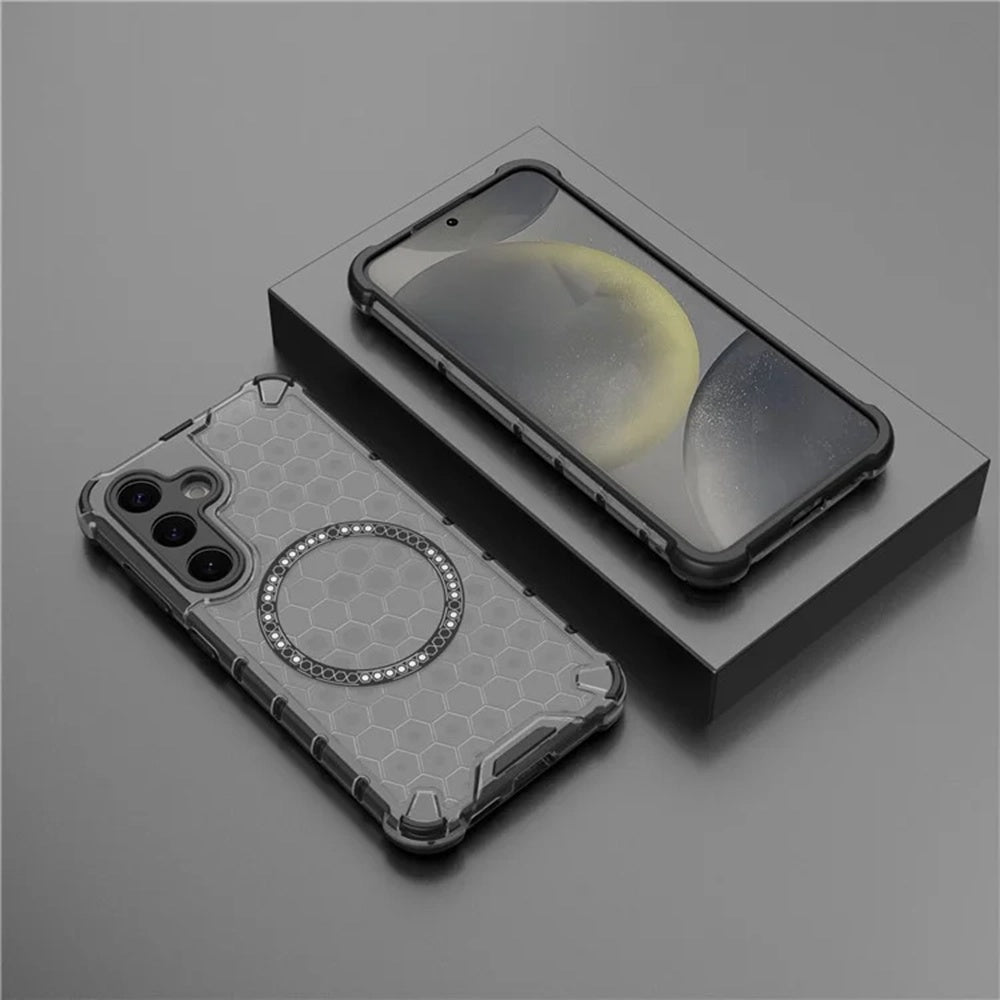 MagSafe-kuori Samsung Galaxy S25 S931:lle, Techsuit, HoneyComb Shield, Musta