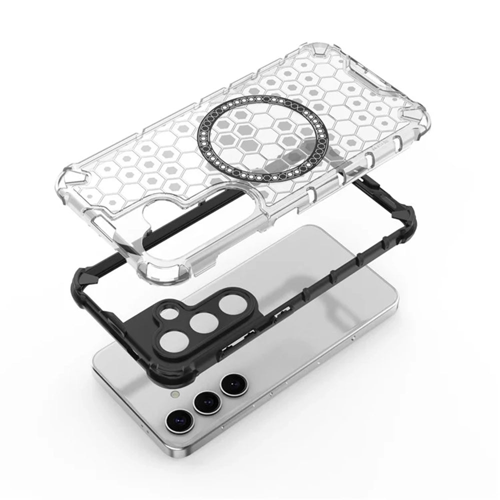 MagSafe-kuori Samsung Galaxy S25 S931:lle, Techsuit, HoneyComb Shield, Musta