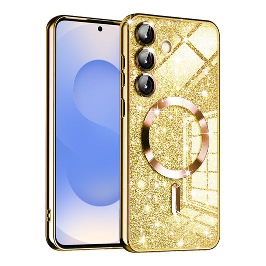 MagSafe-kuori Samsung Galaxy S25 S931:lle, Techsuit, Luxury Glitter, Kultainen