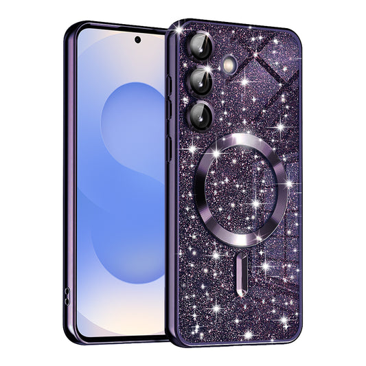 MagSafe-kuori Samsung Galaxy S25 S931:lle, Techsuit, Luxury Glitter, Tummanvioletti