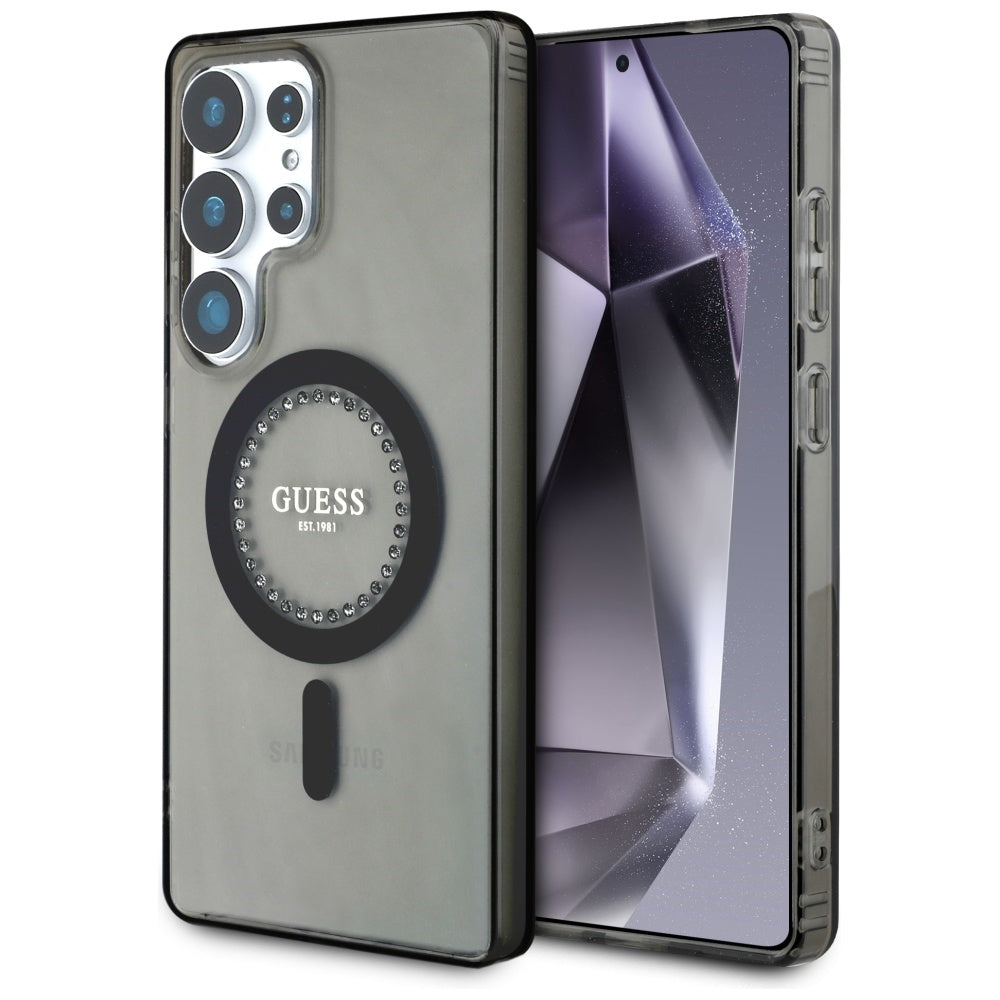 MagSafe-kotelo Samsung Galaxy S25 Ultra S938:lle, Guess, IML Rhinestone, Musta