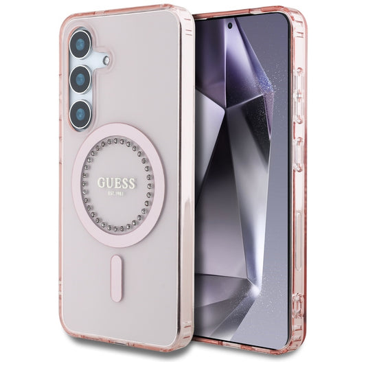 MagSafe-kotelo Samsung Galaxy S25 S931:lle, Guess, IML Rhinestone, Pinkki