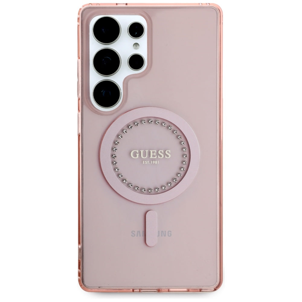 MagSafe-kotelo Samsung Galaxy S25 Ultra S938:lle, Guess, IML Rhinestone, Pinkki