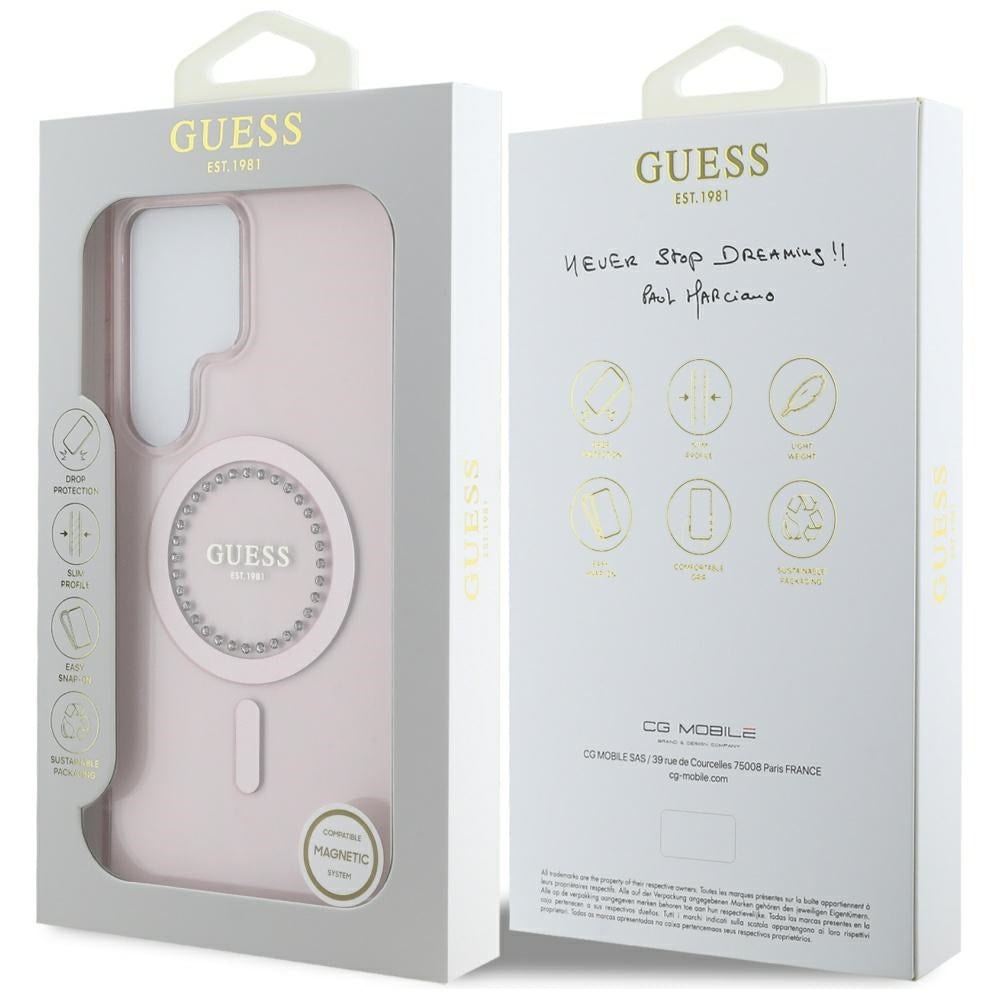 MagSafe-kotelo Samsung Galaxy S25 Ultra S938:lle, Guess, IML Rhinestone, Pinkki