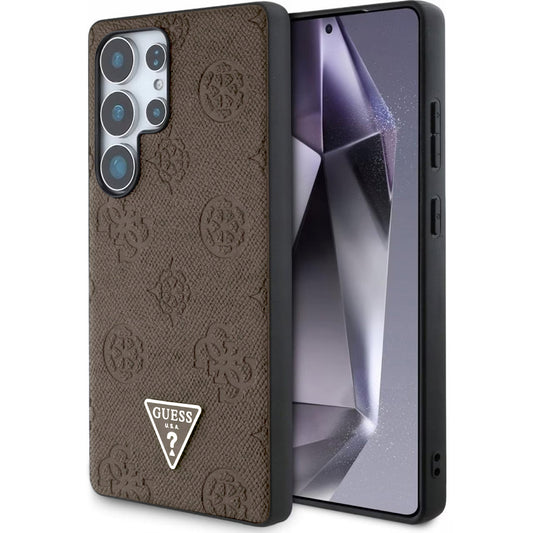 MagSafe-kotelo Samsung Galaxy S25 Ultra S938:lle, Guess, Peony Grained Hot Stamp Triangle, ruskea