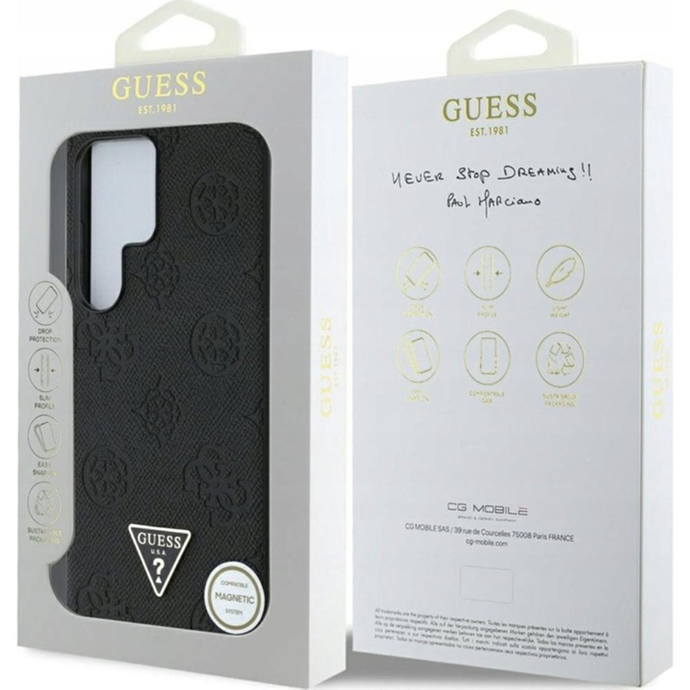 MagSafe-kotelo Samsung Galaxy S25 Ultra S938:lle, Guess, Peony Grained Hot Stamp Triangle, ruskea
