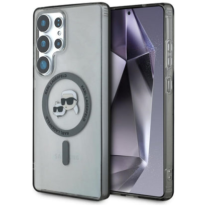 MagSafe-kotelo Samsung Galaxy S25 Ultra S938:lle, Karl Lagerfeld, IML Metal Karl & Choupette's Heads, Musta