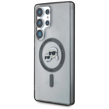 MagSafe-kotelo Samsung Galaxy S25 Ultra S938:lle, Karl Lagerfeld, IML Metal Karl & Choupette's Heads, Musta