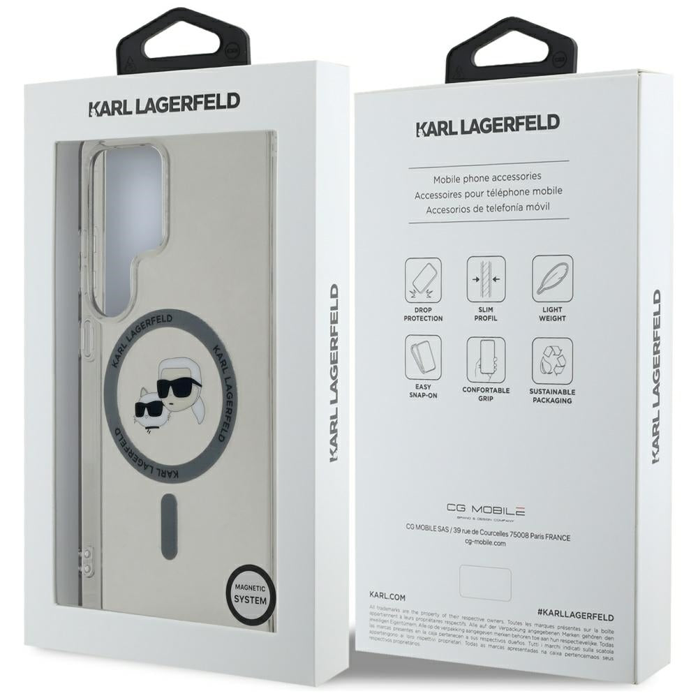 MagSafe-kotelo Samsung Galaxy S25 Ultra S938:lle, Karl Lagerfeld, IML Metal Karl & Choupette's Heads, Musta