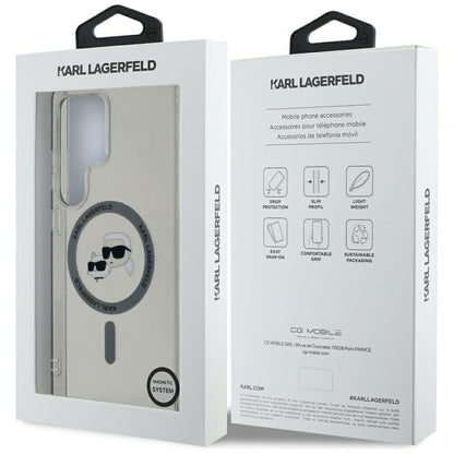 MagSafe-kotelo Samsung Galaxy S25 Ultra S938:lle, Karl Lagerfeld, IML Metal Karl & Choupette's Heads, Musta