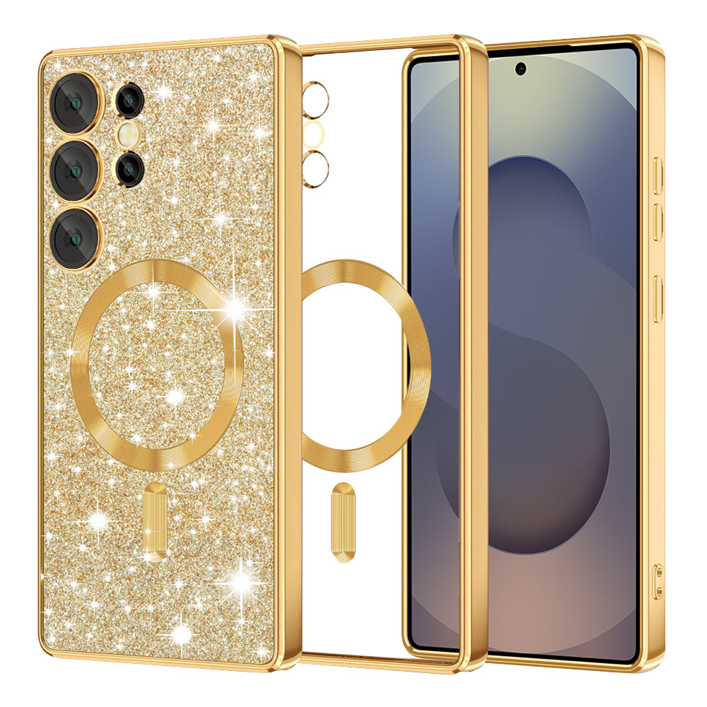 MagSafe Case for Samsung Galaxy S25 Ultra S938, Techsuit, Luxury Glitter, Gold