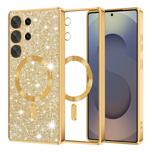 MagSafe-kuori Samsung Galaxy S25 Ultra S938:lle, Techsuit, Luxury Glitter, Kultainen