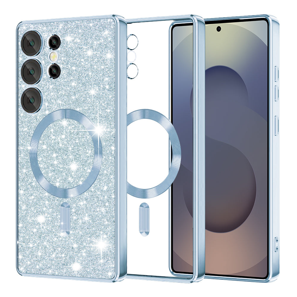MagSafe-kuori Samsung Galaxy S25 Ultra S938:lle, Techsuit, Luxury Glitter, Bleu