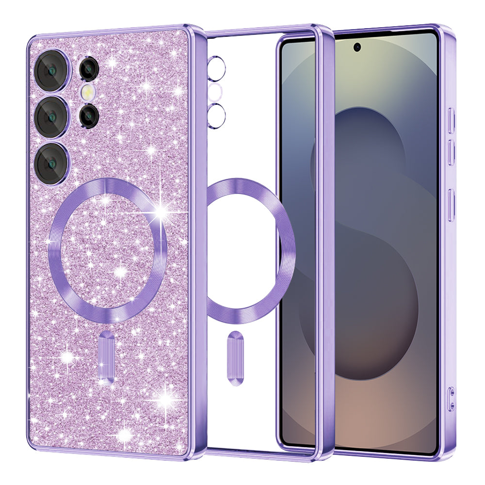 MagSafe-kuori Samsung Galaxy S25 Ultra S938:lle, Techsuit, Luxury Glitter, Vaaleanvioletti