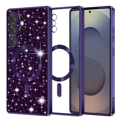 MagSafe-kuori Samsung Galaxy S25 Ultra S938:lle, Techsuit, Luxury Glitter, Tummanvioletti